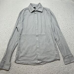 Acumen Men's Small Slim Fit Button Down Light Gray Long Sleeve Dress Shirt
